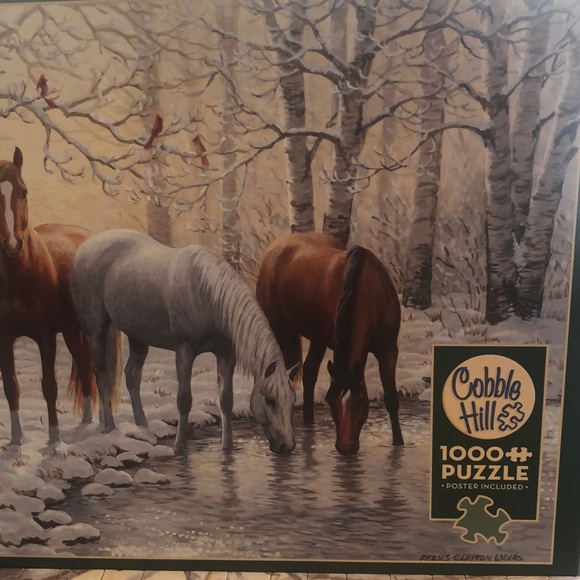 Cobble Hill 1000 Piece 🧩 Winter Tri Horses 🐴 - Picture 1 of 5